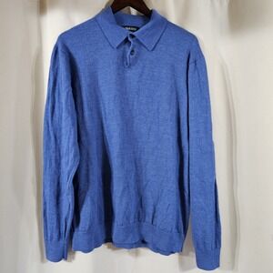 MURANO‎ 100% Merino Wool Sweater Mens 2XLT Blue Polo Long Sleeve Australia